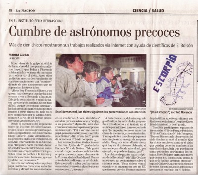 Nota en el Diario La Nación. 26/8/2009