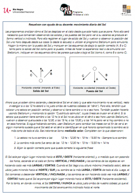 Actividad 4 sobre el movimiento diario del Sol
